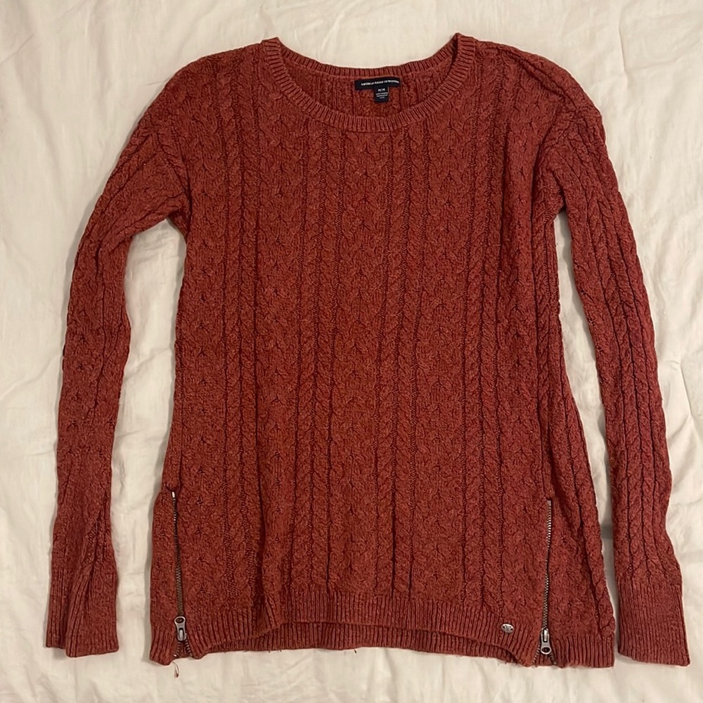 Burnt Orange American Eagle Sweater with Zippers